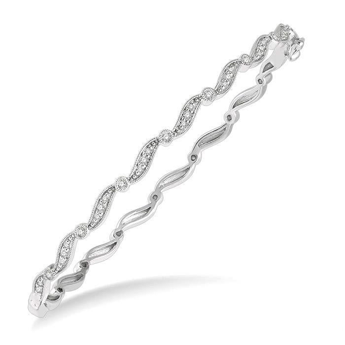 Wave Stackable Diamond Bangle