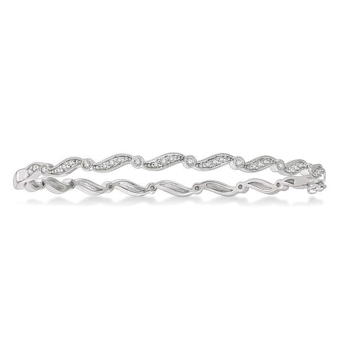 Wave Stackable Diamond Bangle