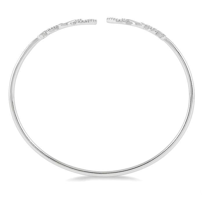 Stackable Heart Shape Diamond Flex Open Cuff Bangle