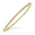 1/3 Ctw Indented Marquise Mount Round Cut Diamond Stackable Bangle in 14K Yellow Gold