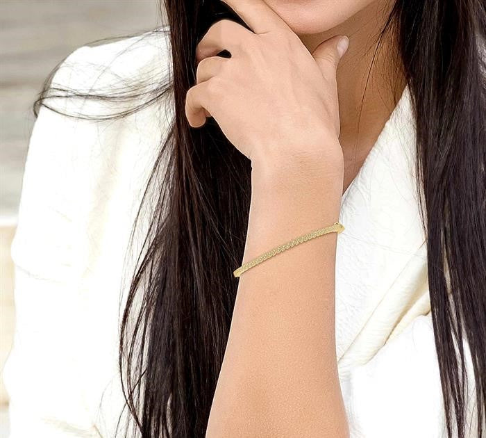 1/3 Ctw Indented Marquise Mount Round Cut Diamond Stackable Bangle in 14K Yellow Gold