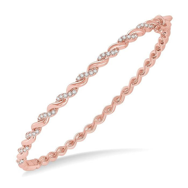1/3 Ctw Twisted Vine Round Cut Diamond Stackable Bangle in 14K Rose Gold