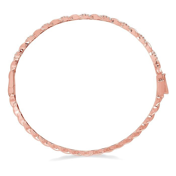 1/3 Ctw Twisted Vine Round Cut Diamond Stackable Bangle in 14K Rose Gold