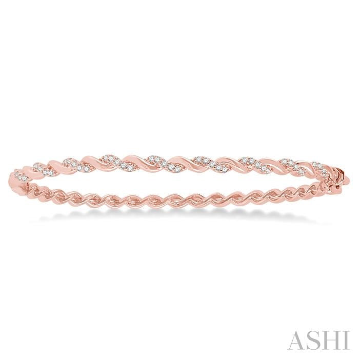 1/3 Ctw Twisted Vine Round Cut Diamond Stackable Bangle in 14K Rose Gold