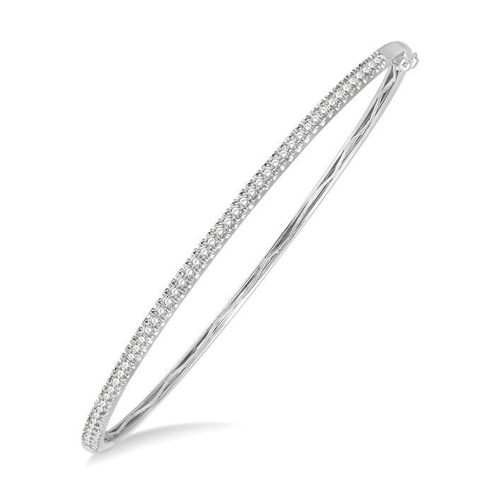 1/2 Ctw Slim Round Cut Diamond Bangle in 14K White Gold