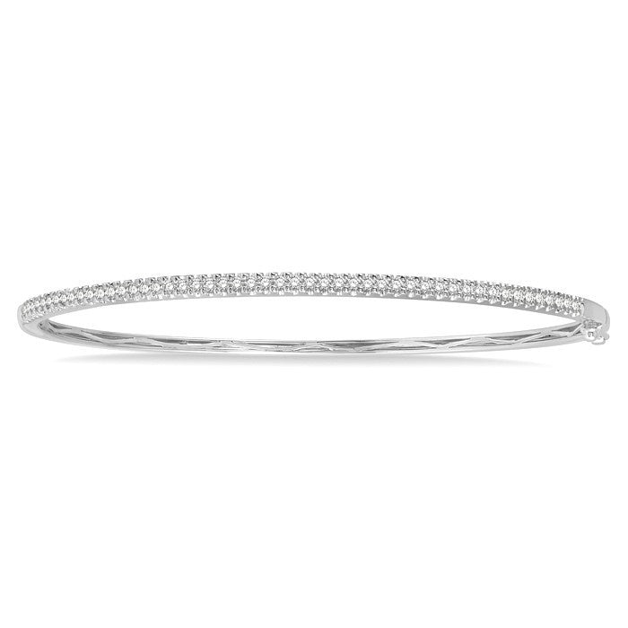 1/2 Ctw Slim Round Cut Diamond Bangle in 14K White Gold
