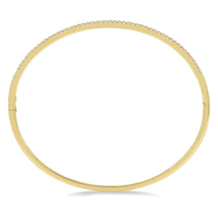 1/2 Ctw Slim Round Cut Diamond Bangle in 14K Yellow Gold