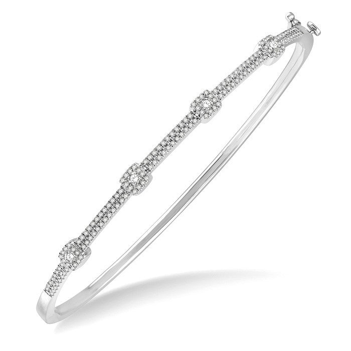 1/2 Ctw Round Cut Diamond Fashion Bangle in 14K White Gold