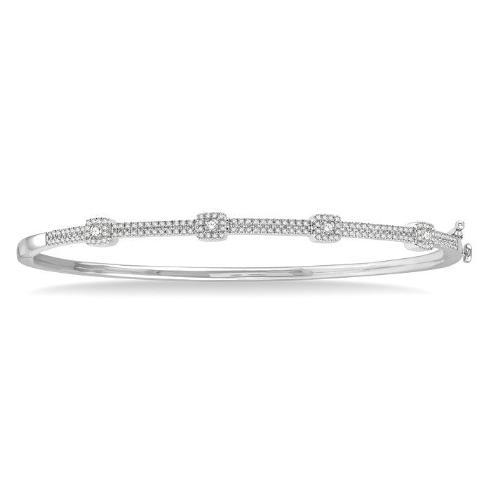 1/2 Ctw Round Cut Diamond Fashion Bangle in 14K White Gold