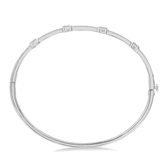1/2 Ctw Round Cut Diamond Fashion Bangle in 14K White Gold