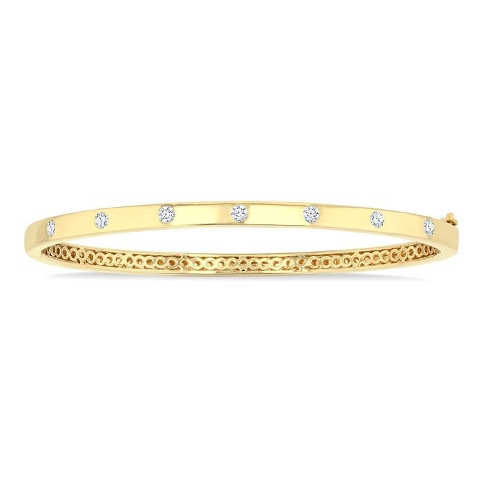 3/8 Ctw Flush Bezel Set Diamond Fashion Bangle in 14K Yellow Gold