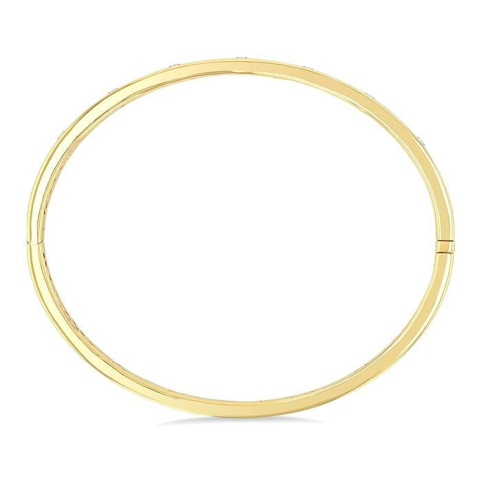 3/8 Ctw Flush Bezel Set Diamond Fashion Bangle in 14K Yellow Gold