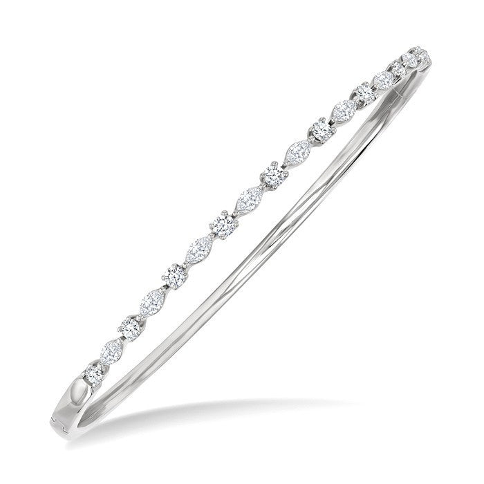 1 Ctw Marquise and Round Cut Diamond Fashion Bangle in 14K White Gold