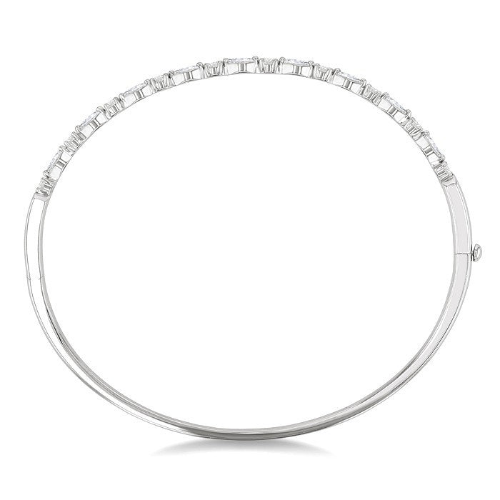 1 Ctw Marquise and Round Cut Diamond Fashion Bangle in 14K White Gold