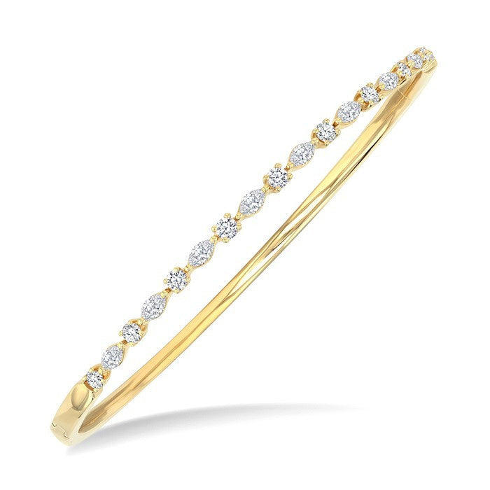 1 Ctw Marquise and Round Cut Diamond Fashion Bangle in 14K Yellow Gold