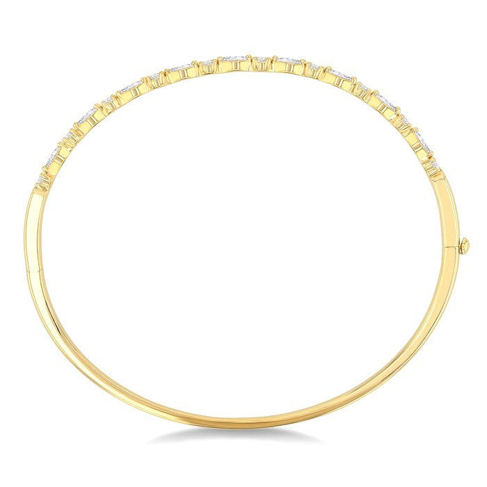 1 Ctw Marquise and Round Cut Diamond Fashion Bangle in 14K Yellow Gold