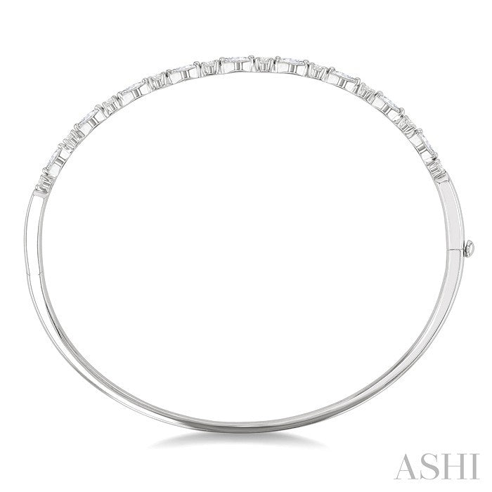 1 Ctw Marquise and Round Cut Diamond Fashion Bangle in 14K White Gold