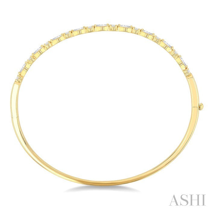 1 Ctw Marquise and Round Cut Diamond Fashion Bangle in 14K Yellow Gold