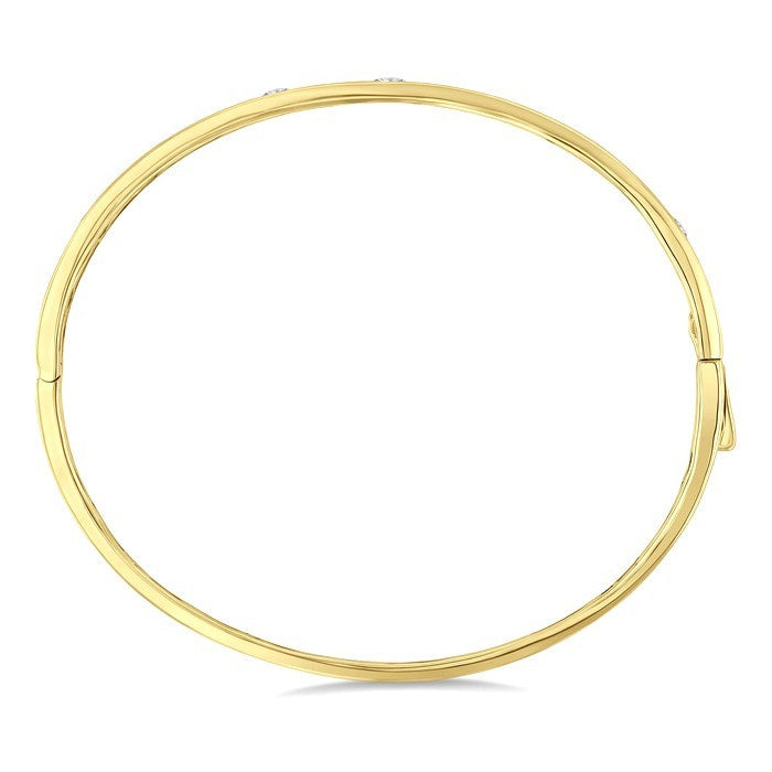 3/4 Ctw Spaced Mixed Shape Diamond Cut Fashion Bangle in 14K Yellow Gold