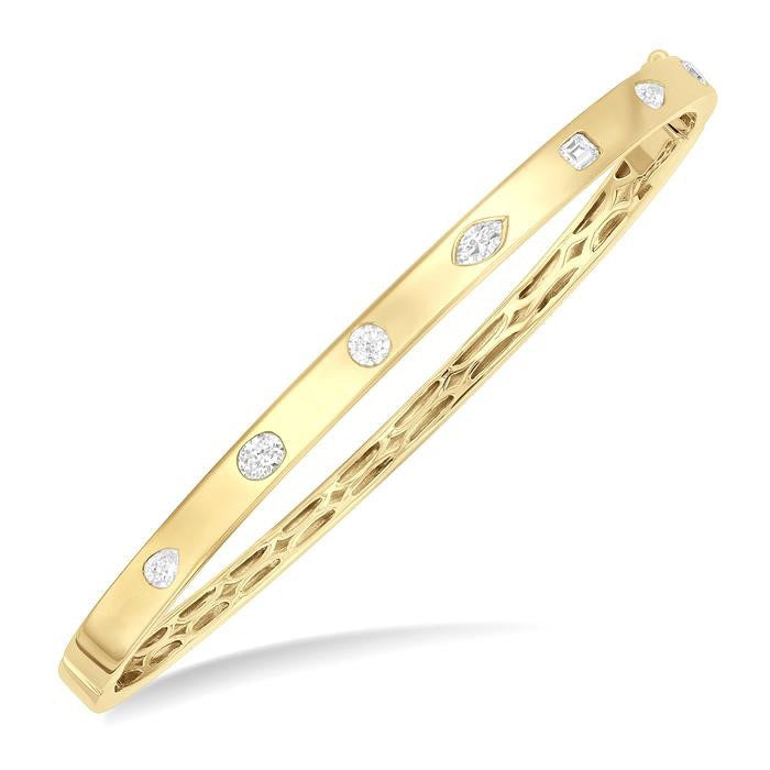 Mixed Shape Bezel Set Diamond Fashion Bangle