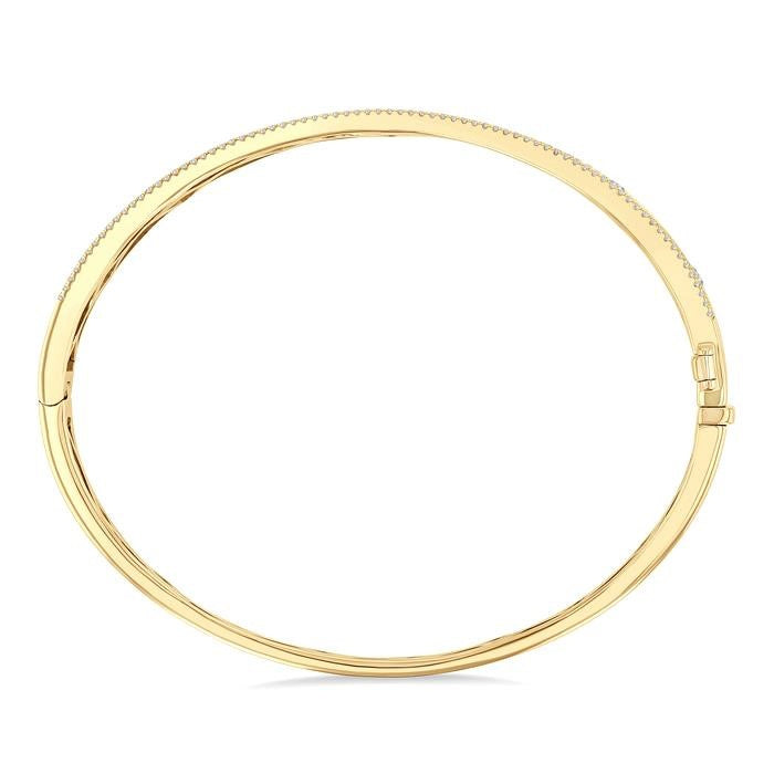 1 Ctw Flush Set Round Cut Diamond Fashion Bangle in 14K Yellow Gold