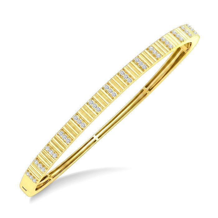 1/3 Ctw Round Cut Diamond Pirouette Bangle in 10K Yellow Gold