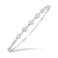 1 1/10 Ctw Shine Bright Circular Mounts Baguette & Round Cut Diamond Bangle in 14K White Gold