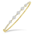 1 1/10 Ctw Shine Bright Circular Mounts Baguette & Round Cut Diamond Bangle in 14K Yellow and White Gold