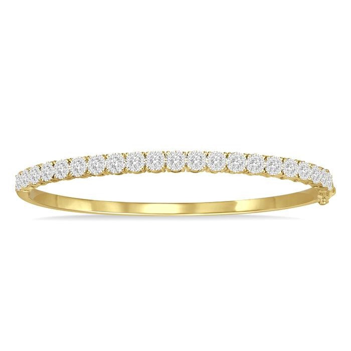 1 1/2 Ctw Circular Shine Bright Round Cut Diamond Bangle in 14K Yellow and White Gold