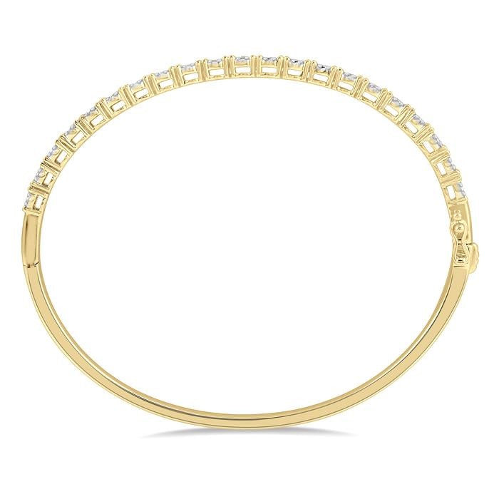 1 1/2 Ctw Circular Shine Bright Round Cut Diamond Bangle in 14K Yellow and White Gold