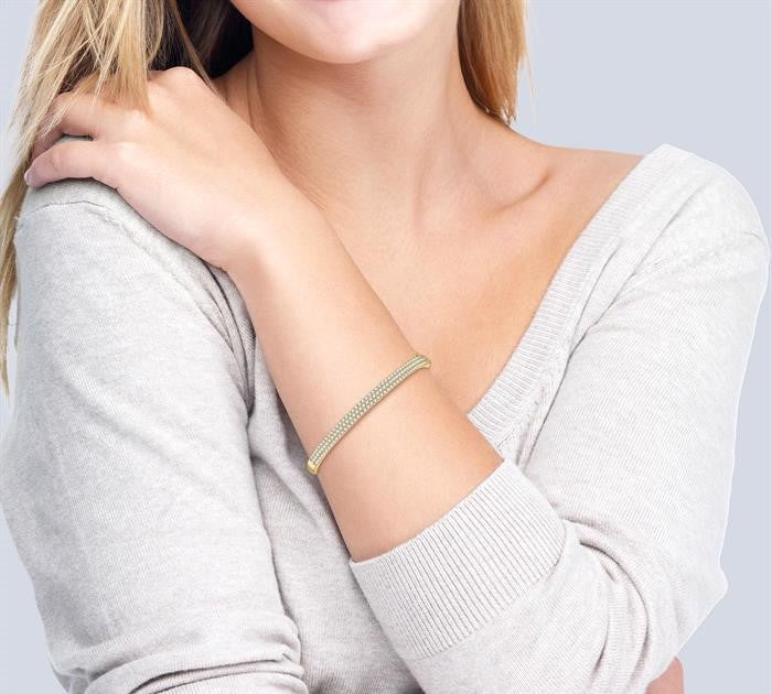 2 Ctw Round Cut Diamond Fashion Bangle in 14K Yellow Gold