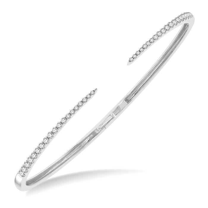 1/2 Ctw Round Cut Diamond Claw Cuff Bangle in 14K White Gold