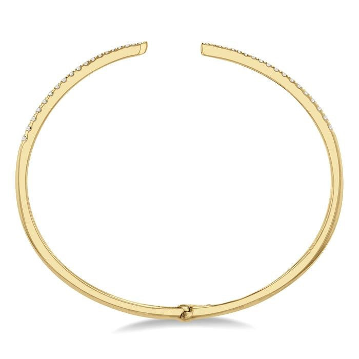 1/2 Ctw Round Cut Diamond Claw Cuff Bangle in 14K Yellow Gold