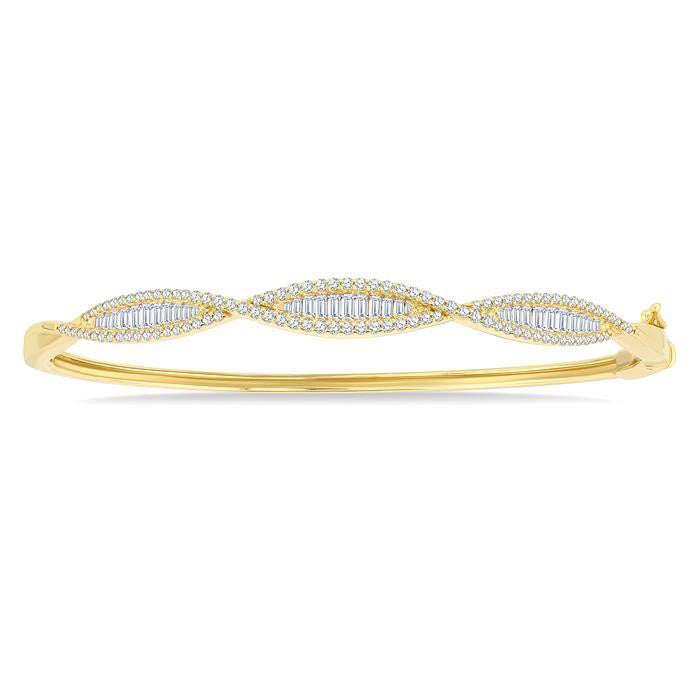 Swirl Baguette Diamond Fashion Bangle