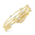 1 1/2 Ctw Criss Cross Mixed Diamond Cut Fashion Spring Bangle in 14K Yellow Gold