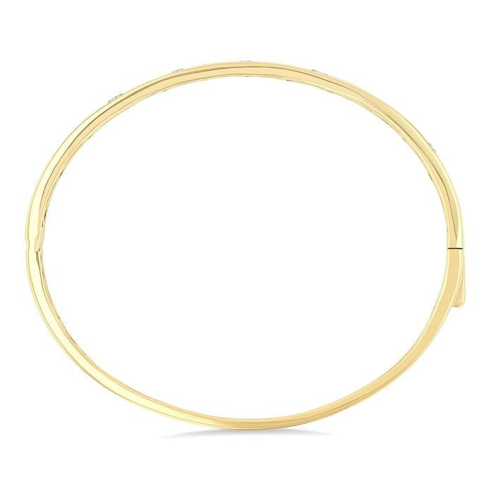 3/4 Ctw Mixed Shape Diamond Cut Fashion Bangle in 14K Yellow Gold
