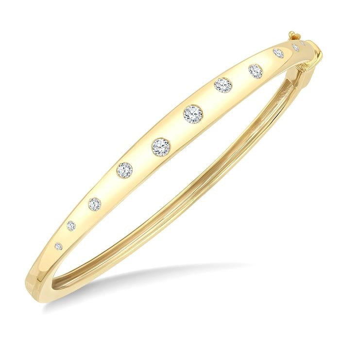 1/2 Ctw Round Cut Diamond Mosaic Fashion Bangle in 10K Yellow Gold