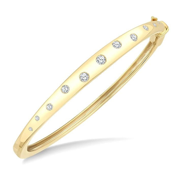 1/2 Ctw Round Cut Diamond Mosaic Fashion Bangle in 10K Yellow Gold
