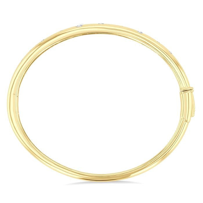 1/2 Ctw Round Cut Diamond Mosaic Fashion Bangle in 10K Yellow Gold