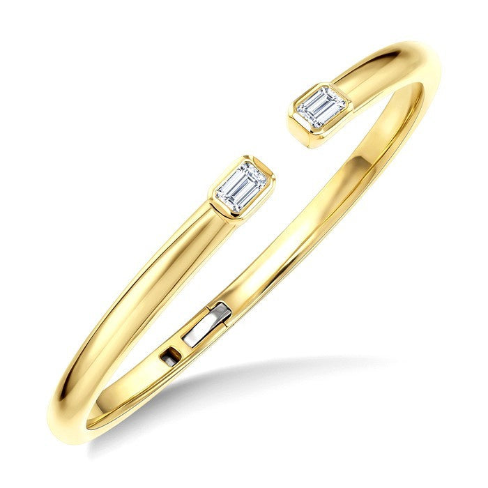 1 Ctw Octagon Cut Diamond Aeris Gold Fashion Cuff Bangle in 14K Yellow Gold