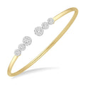 3/4 Ctw Round Cut Shine Bright Diamond Open Cuff Bangle in 14K Yellow and White Gold