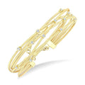 1/2 Ctw Criss Cross Network Round Cut Diamond Fashion Spring Bangle in 14K Yellow Gold
