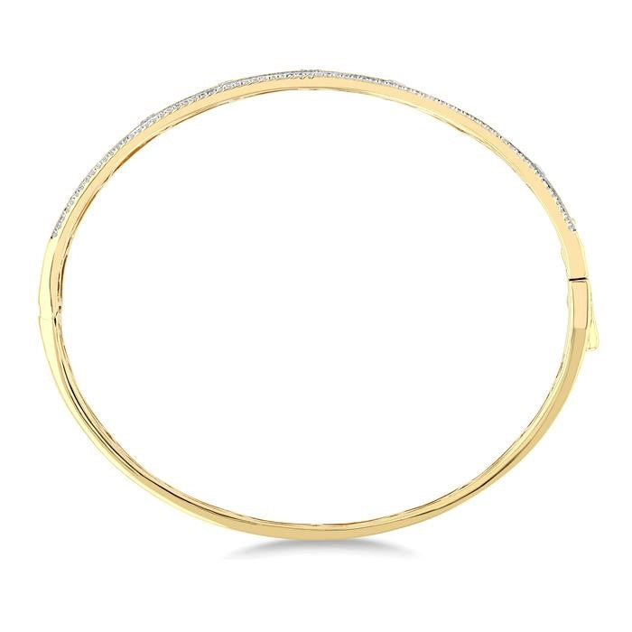 1 1/4 Ctw Flush Set Mixed Cut Diamond Fashion Bangle in 14K Yellow Gold