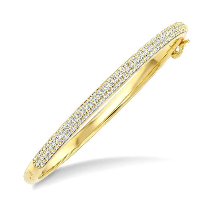 1 3/4 Ctw Pave Set Round Cut Diamond Aeris Gold Fashion Bangle in 14K Yellow Gold