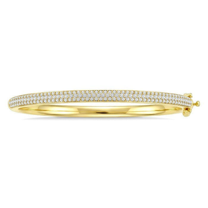 1 3/4 Ctw Pave Set Round Cut Diamond Aeris Gold Fashion Bangle in 14K Yellow Gold