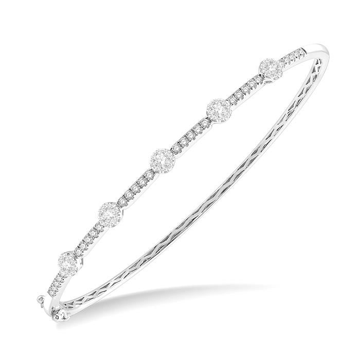 3/4 Ctw Shine Bright Round Cut Diamond Bangle in 14K White Gold