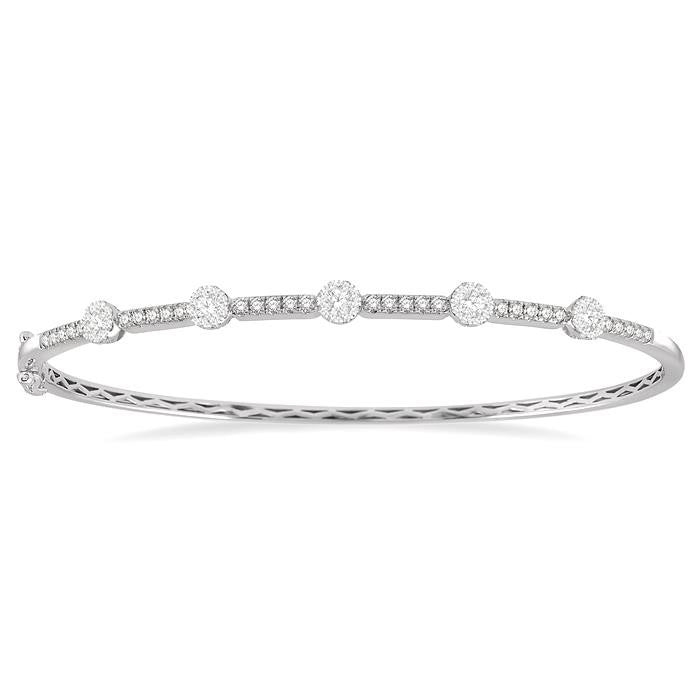 3/4 Ctw Shine Bright Round Cut Diamond Bangle in 14K White Gold