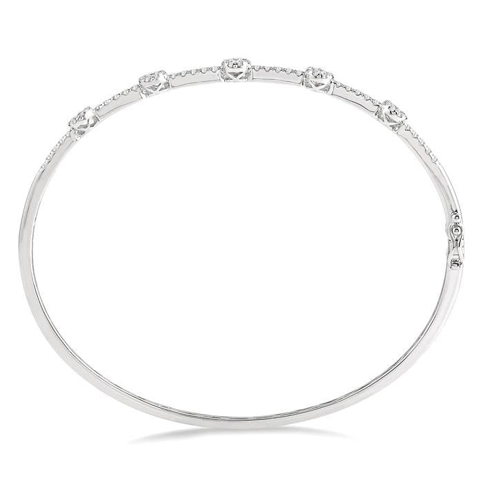 3/4 Ctw Shine Bright Round Cut Diamond Bangle in 14K White Gold