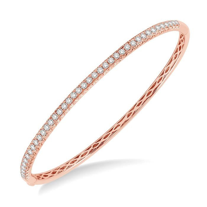 1 Ctw Round Cut Diamond Bangle in 14K Rose Gold