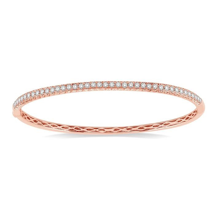 1 Ctw Round Cut Diamond Bangle in 14K Rose Gold